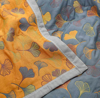 Ginkgo Leaf Cotton Throw Blanket