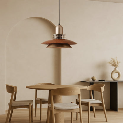 Cilessa Pendant Lamp with Layered Walnut Wood Design