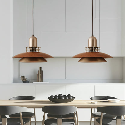 Cilessa Pendant Lamp with Layered Walnut Wood Design